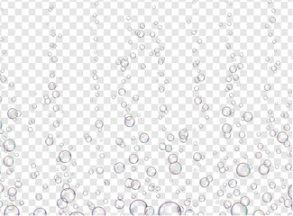  Water pops. Fizzy sparkles in aquarium.  Underwater texture.. Vector transparent background with fizzing air bubbles.