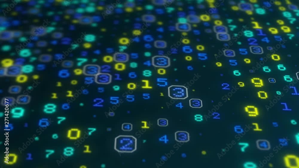 Poster big data and information flowing through cyberspace.technology video loop.