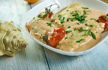 Cod in Creamy Red Roasted Pepper Sauce