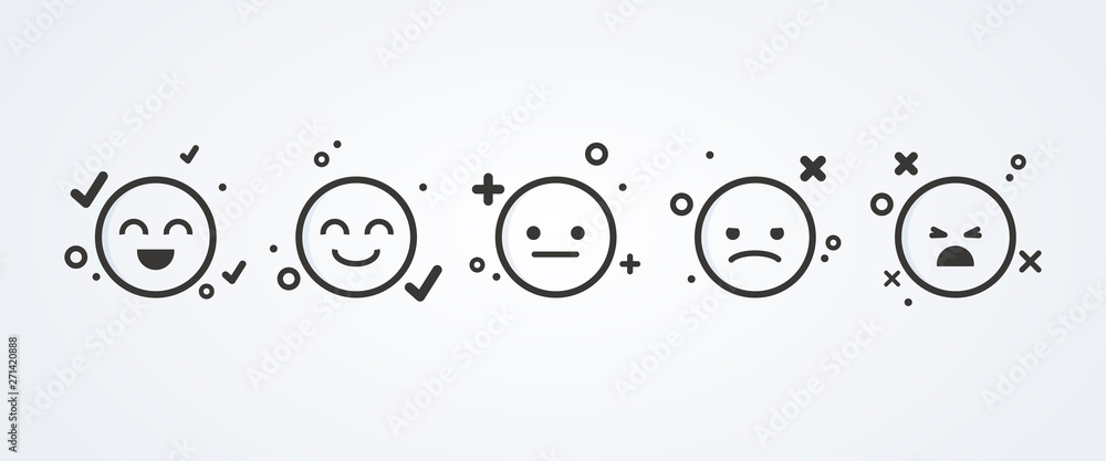 Poster vector illustration of satisfaction level. range to assess the emotions of your content. feedback in