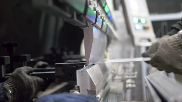 Working with sheet metal on special machine tools for bending on industrial manufacture
