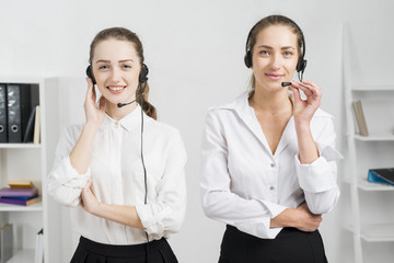 Women working in call center