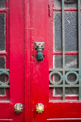 Typical old wooden door in Porto, Portugal. Vintage style