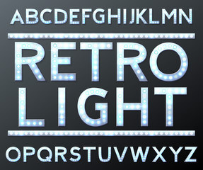 Fototapeta premium vector silver alphabet with bulb lamps