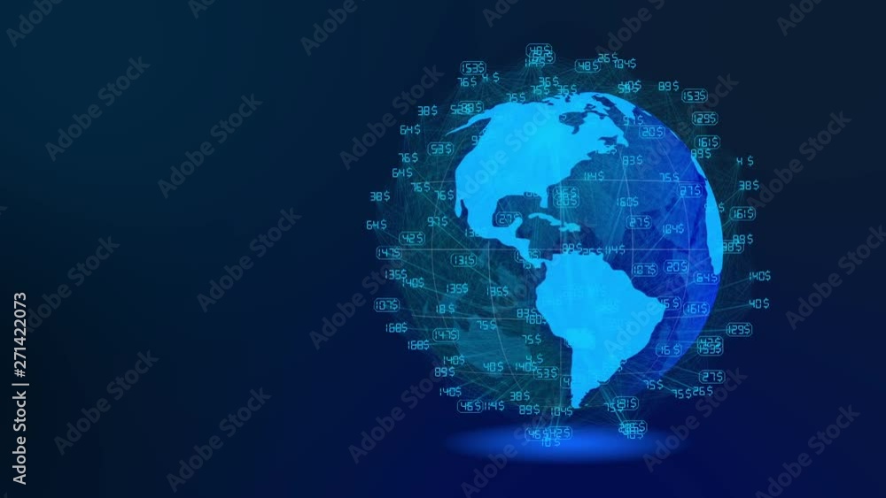 Poster visible earth blue marble digital clouds earth rotating animation social future technology abstract 