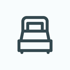 Hotel bed isolated icon, apartment single bed linear vector icon