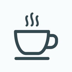 Hotel breakfast included isolated icon, cup of hot tea linear vector icon