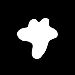 Cute cartoon hand drawn blot silhouette. Sweet vector black and white blot silhouette. Isolated monochrome doodle blot silhouette on black background.