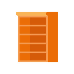 wooden bookshelf on white background
