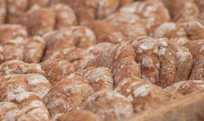 Traditional Rye flour bread cooked on site during the 