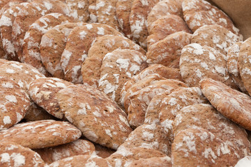 Traditional Rye flour bread cooked on site during the 