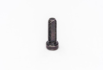 Black zinc coated  metric thread screw shot on white.