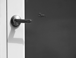door knob closeup black and white style