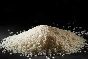 Pile of uncooked rice background 