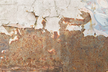 Texture of cracked paint and rusty. Peeling paint steel plate.