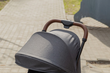 Original baby stroller, close-up details. New design.
