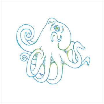 Gradient illustration of an octopus. Tattoo idea
