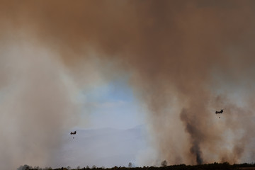 helicopters fighting wildfires in san diego