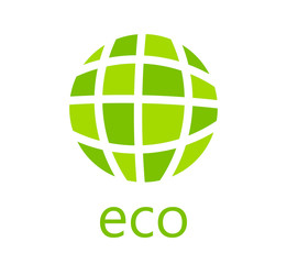 Green eco globe icon.