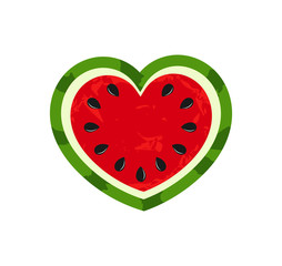 Naklejka na ściany i meble Watermelon heart summer fruit icon.