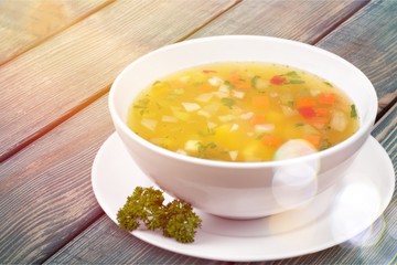 Vegetable soup isolated on a white background