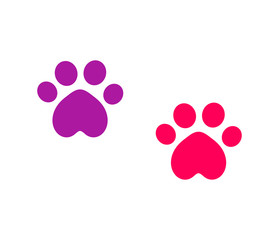Two cute cat paw prints icons.