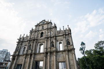 Fototapeta na wymiar Macau's landmark:Ruins of St.Paul