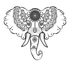 Vector illustration of a mandala elephant head for coloring book © rosangelaincusci