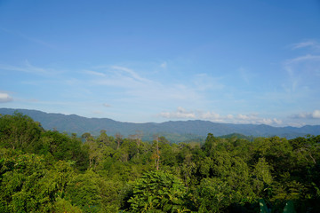 Bright background sky Fertile mountains And enjoy, with your eyes and the sky clear, in Pattani Province, Thailand