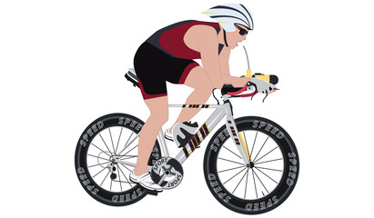 Fototapeta na wymiar Cyclist in helmet - isolated on white background - flat style - illustration - vector