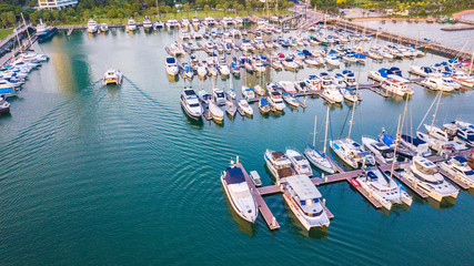 Fototapeta na wymiar Aerial view of Yacht Marina