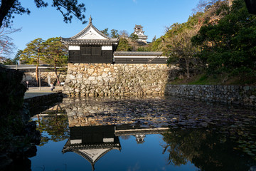 高知城の追手門と堀の風景