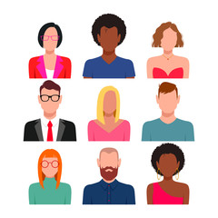 Diverse people avatar set