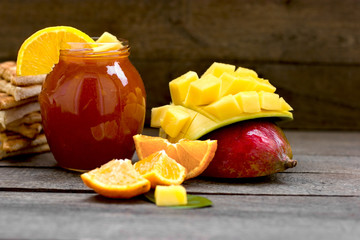 Delicios mango and orange jam (marmalade), homemade  made tasteful jam - marmalade