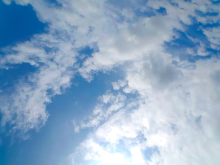 Clouds that light through the bright sky background