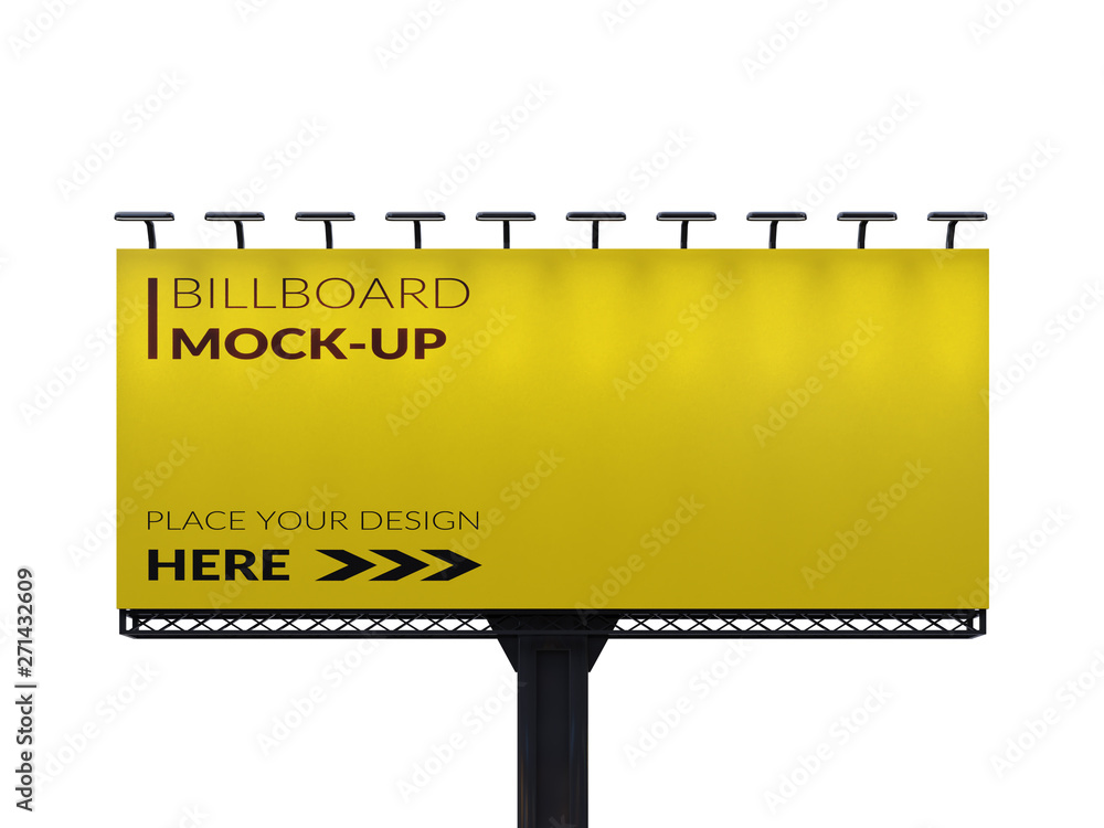 Wall mural 3d rendering of blank billboard (empty advertisement) isolated on white. empty mockup template
