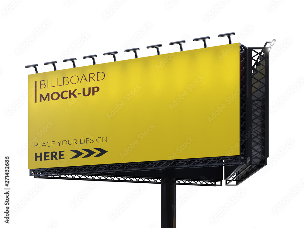 Wall mural 3d rendering of blank billboard (empty advertisement) isolated on white. empty mockup template