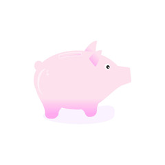 Piggy bank with coin vector illustration. Icon saving or accumulation of money, investment. Icon piggy bank in a flat style, isolated from the background. The concept of banking or business services.
