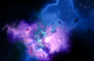 Deep space nebula and galaxy background 3d illustration.