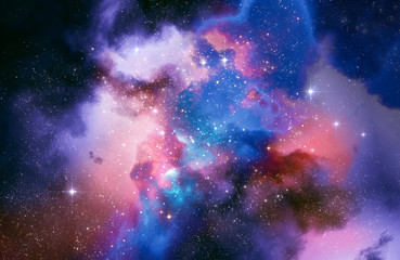 Deep space nebula and galaxy background 3d illustration.