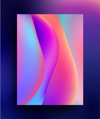 Holographic liquid colorful gradient shapes abstract background. Template for modern poster or flyer or cover for presentation. Vector illustration.