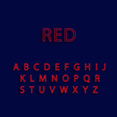 red neon alphabet fonts. neon vector illustration. red  neon lighting. red Candy color neon alphabet.