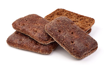 Rye snack bread, close-up, isolated on white background