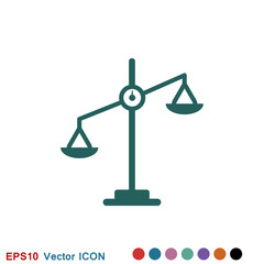 Scales of justice icon logo, illustration, vector sign symbol for design