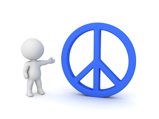 3D Character showing peace symbol