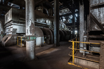 Interior of an old abandoned industrial steel factory