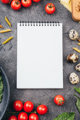 Beautiful detox menu layout. Space for design or recipe. Top view.