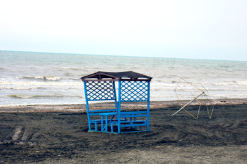 Gazebo by the sea on the beach