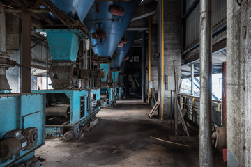Interior of an old abandoned industrial steel factory