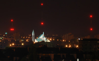 Night photo of the panorama of Radom.